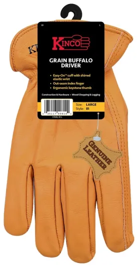 Kinco 81-M Driver Gloves, Men's, M, Keystone Thumb, Easy-On Cuff, Grain Buffalo Leather, Gold :PR: QUANTITY: 1