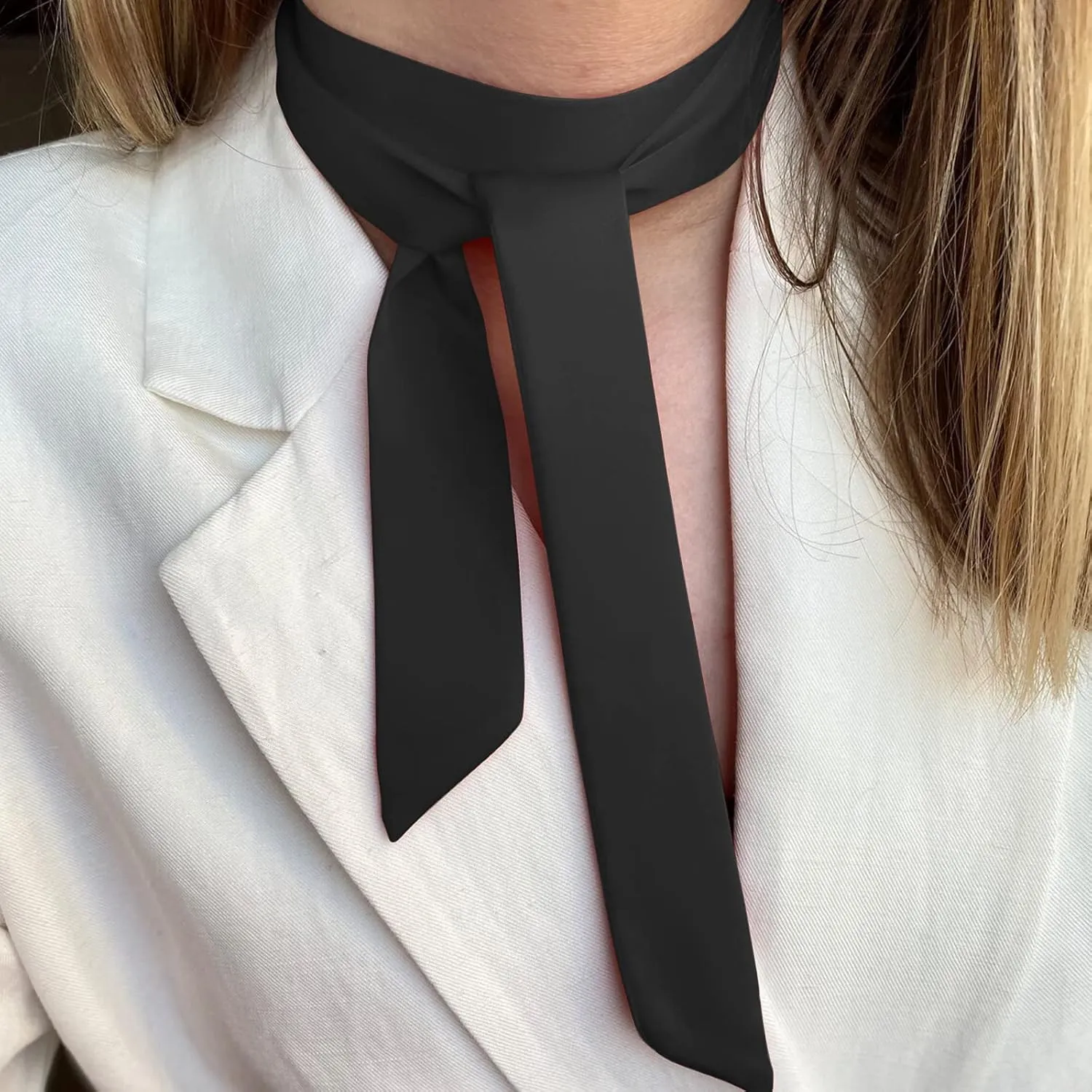 Mantieqingway Bow Tie for Women, Satin Ribbon Girls Self-tie Bowtie for Uniform, School, Wedding, Cosplay, T-shirt Accessory