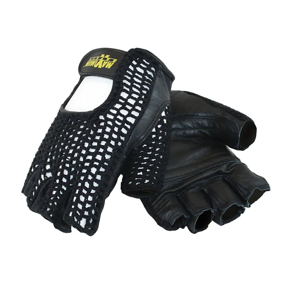 Maximum Safety 122-AV14/L Leather Palm Lifting Gloves with Reinforced Padded Palm Insert - Cotton Mesh Back