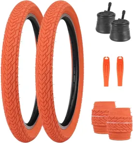 MEGHNA Bike Tire 20 inch Mountain Bike Tire with Lever 60-406 Foldable Tire 20 x 2.35 inch Replacement Grooved for BMX Freestyle Kids Cruiser Bike