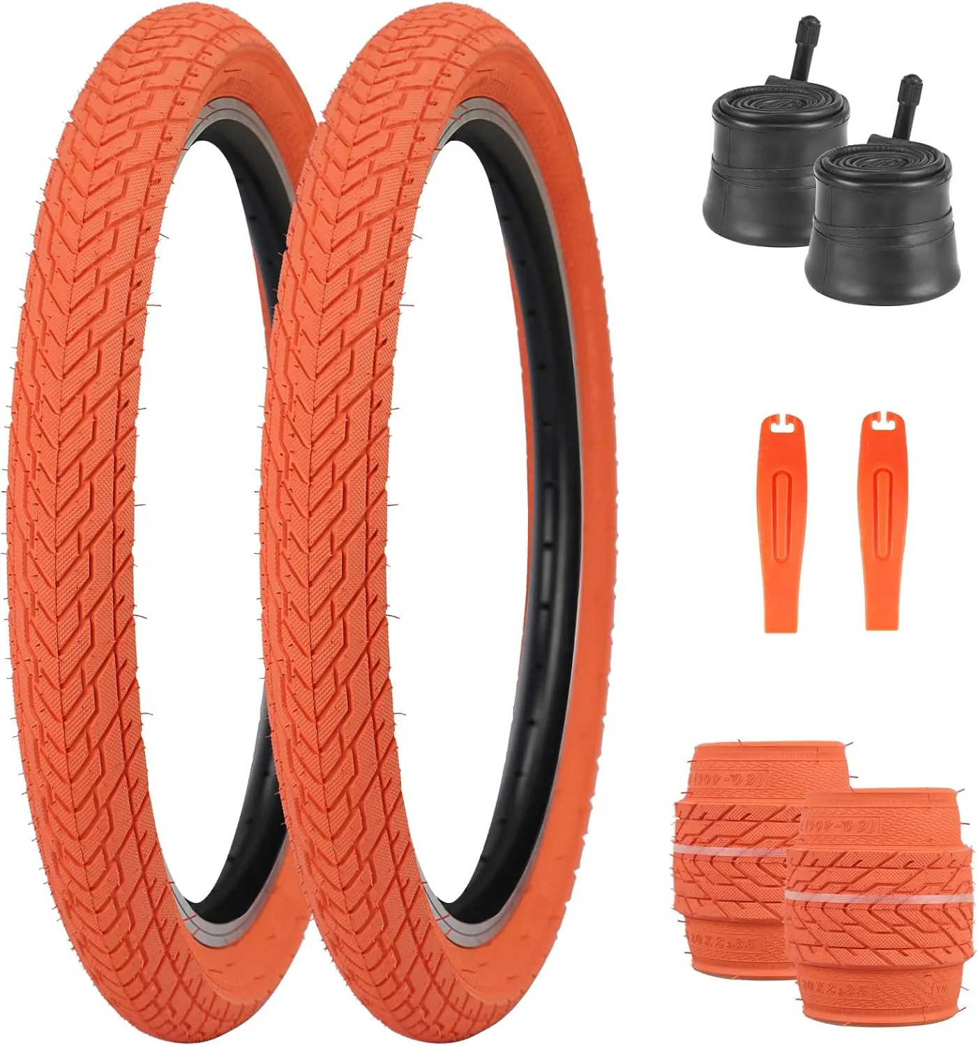 MEGHNA Bike Tire 20 inch Mountain Bike Tire with Lever 60-406 Foldable Tire 20 x 2.35 inch Replacement Grooved for BMX Freestyle Kids Cruiser Bike