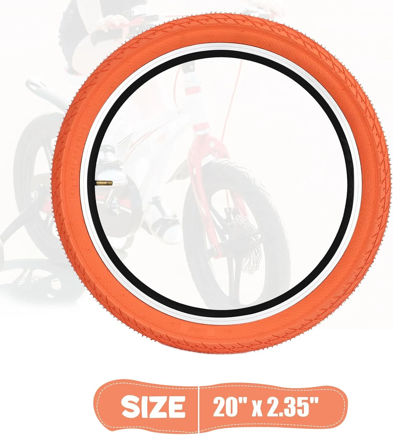 MEGHNA Bike Tire 20 inch Mountain Bike Tire with Lever 60-406 Foldable Tire 20 x 2.35 inch Replacement Grooved for BMX Freestyle Kids Cruiser Bike