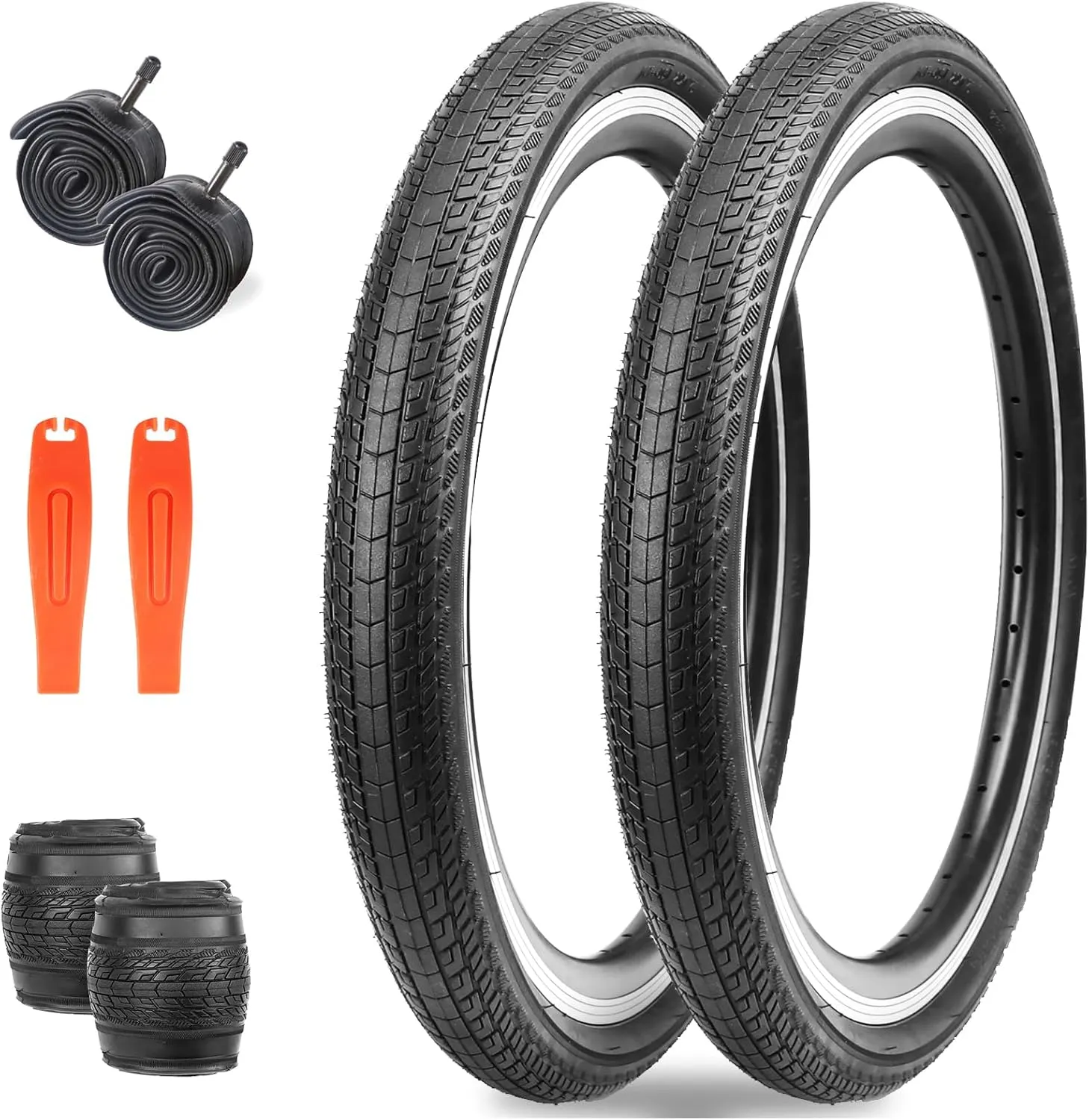 MEGHNA Bike Tire 20/24/26 x 1.75 inch Mountain Bike Tire with Bike Tire Lever Foldable Tire Replacement for BMX Freestyle Kids Bike Folding Bike Cruiser Bike