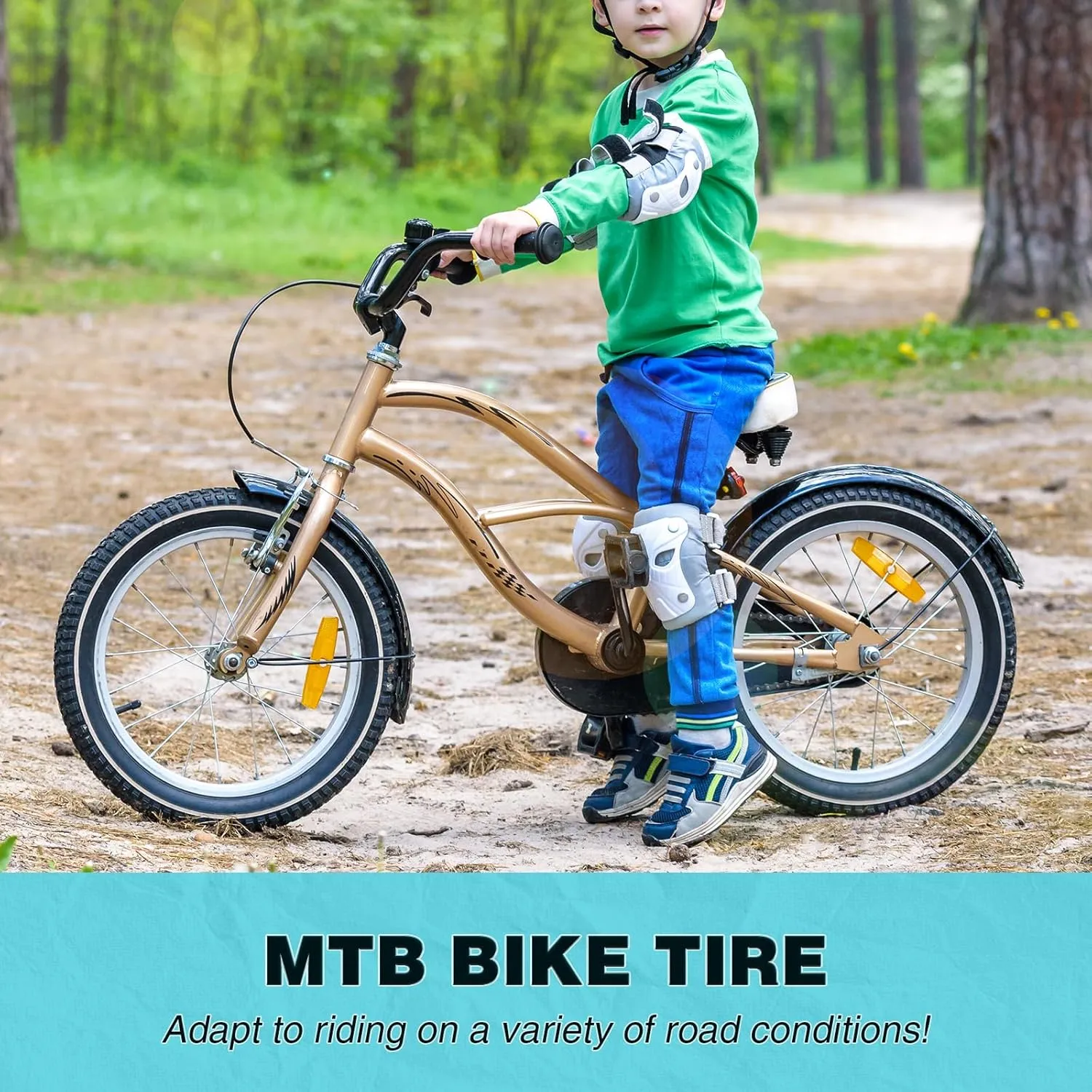 MEGHNA Bike Tire 20/24/26 x 1.75 inch Mountain Bike Tire with Bike Tire Lever Foldable Tire Replacement for BMX Freestyle Kids Bike Folding Bike Cruiser Bike