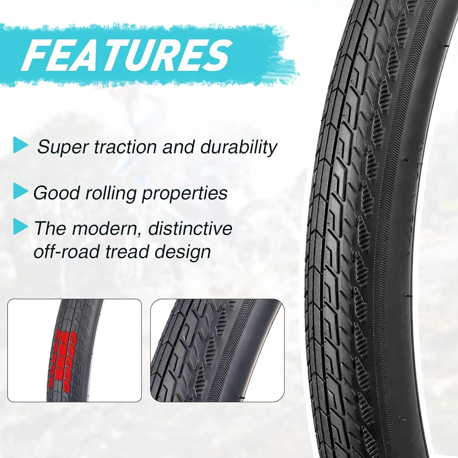 MEGHNA Bike Tire 20/24/26 x 1.75 inch Mountain Bike Tire with Bike Tire Lever Foldable Tire Replacement for BMX Freestyle Kids Bike Folding Bike Cruiser Bike