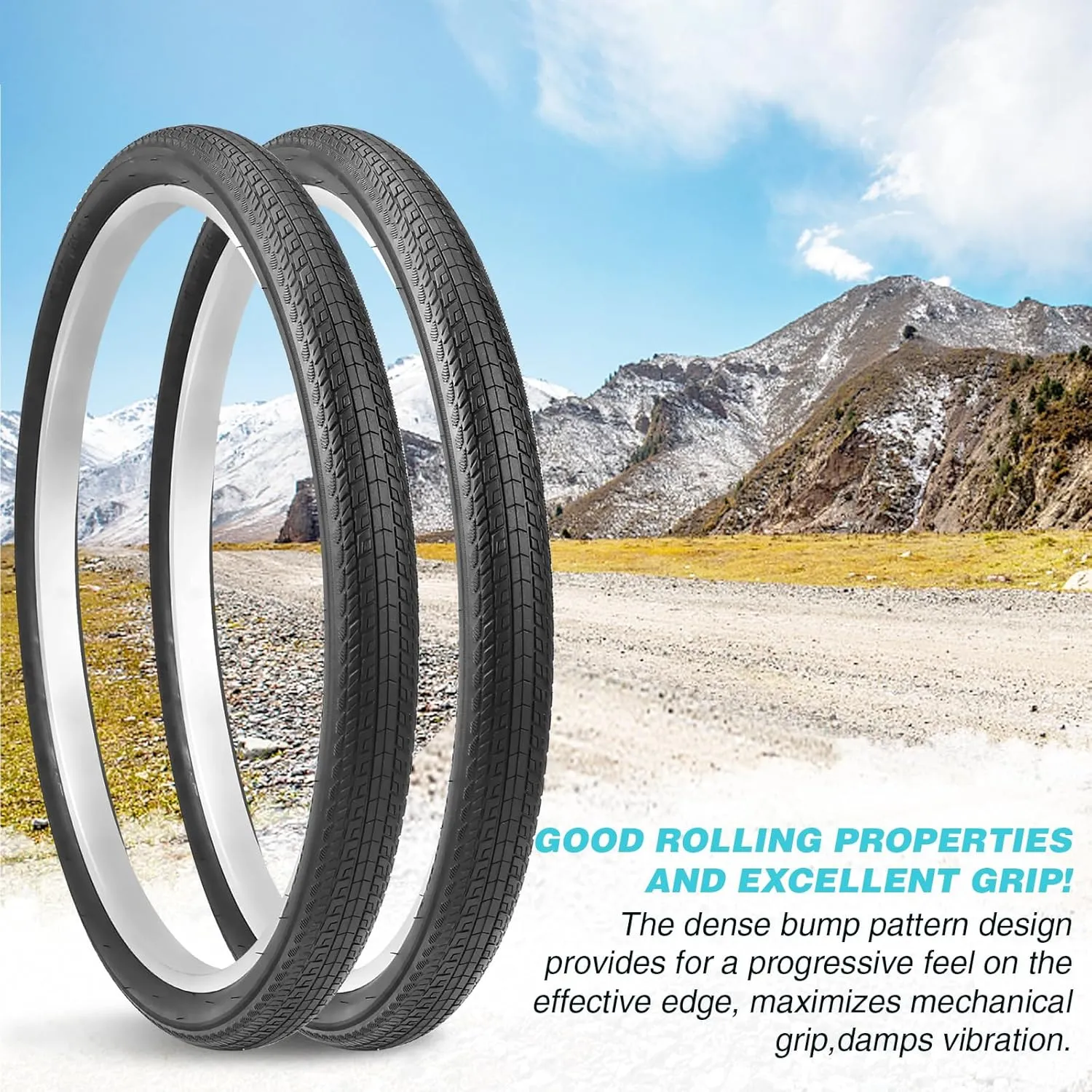 MEGHNA Bike Tire 20/24/26 x 1.75 inch Mountain Bike Tire with Bike Tire Lever Foldable Tire Replacement for BMX Freestyle Kids Bike Folding Bike Cruiser Bike