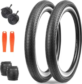 MEGHNA Bike Tire 20/24/26 x 1.75 inch Mountain Bike Tire with Bike Tire Lever Foldable Tire Replacement for BMX Freestyle Kids Bike Folding Bike Cruiser Bike