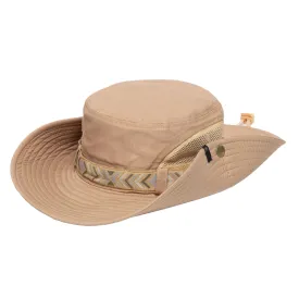 Wide Brim Mens Sun Hat with Floatable Feature and Jacquard Trim