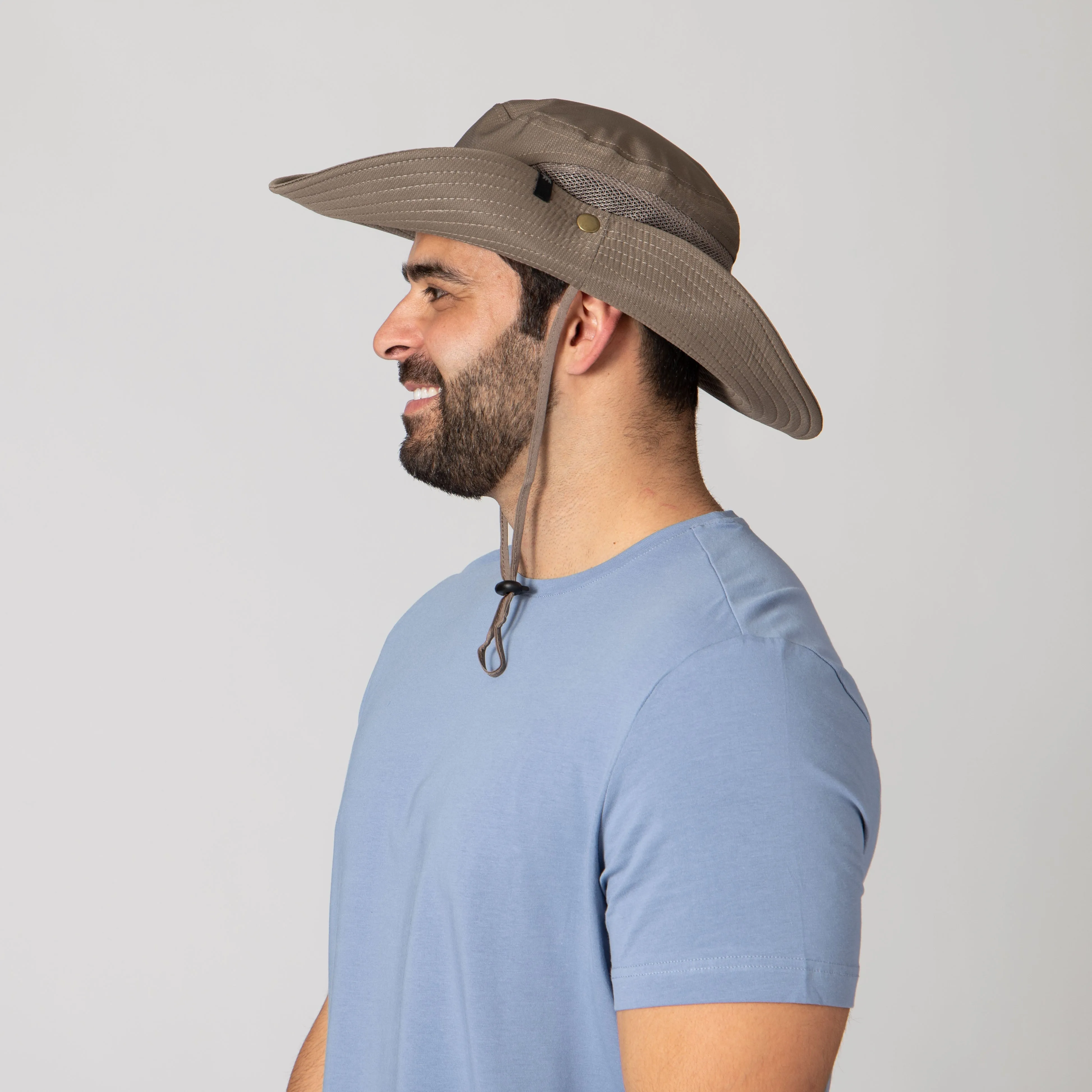 Wide Brim Mens Sun Hat with Floatable Feature and Jacquard Trim