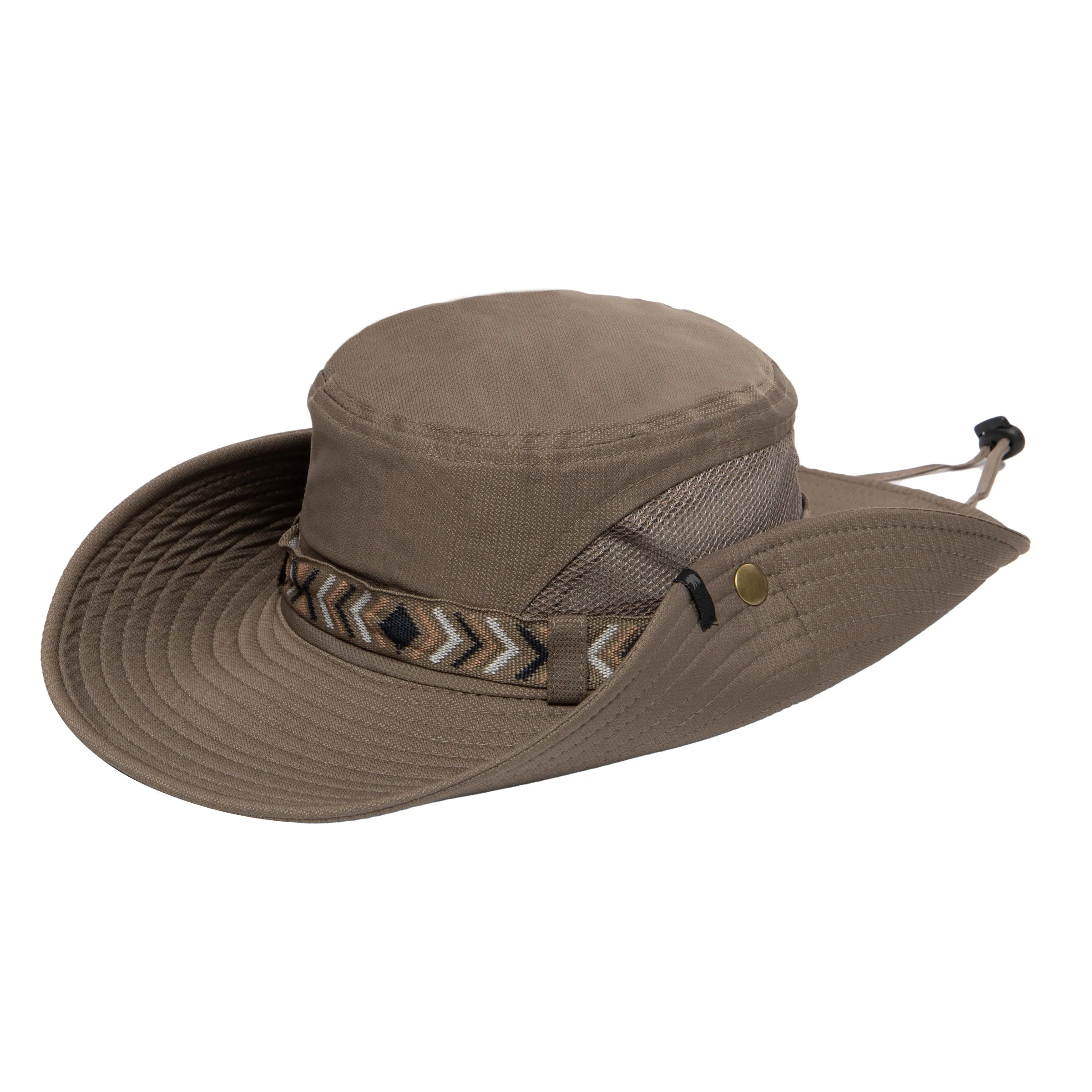 Wide Brim Mens Sun Hat with Floatable Feature and Jacquard Trim