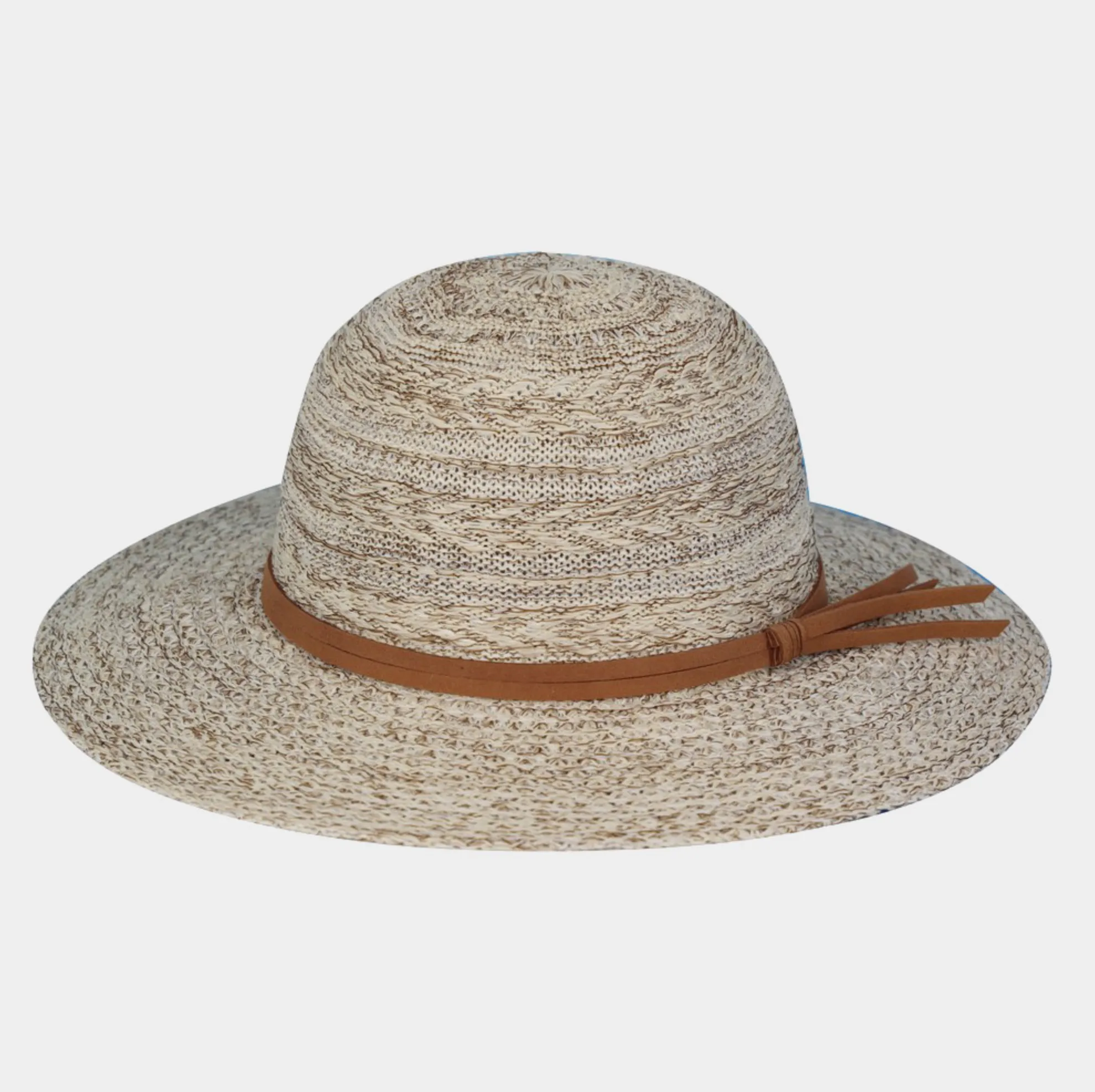 Mixed Braid Packable Sun Hat With Suede Band (3 colors)