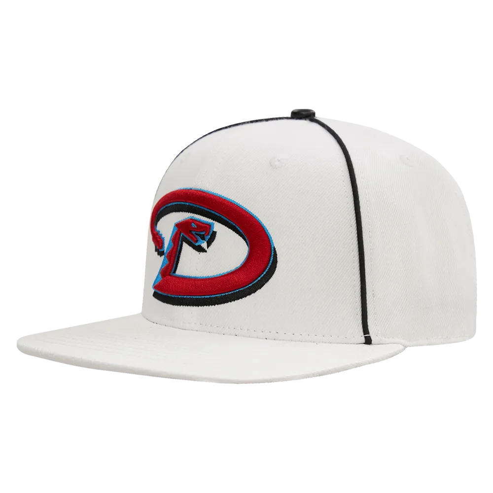 MLB ARIZONA DIAMONDBACKS 2 TONE LEATHER BRIM UNISEX SNAPBACK HAT (WHITE / UNIVERSITY BLUE)
