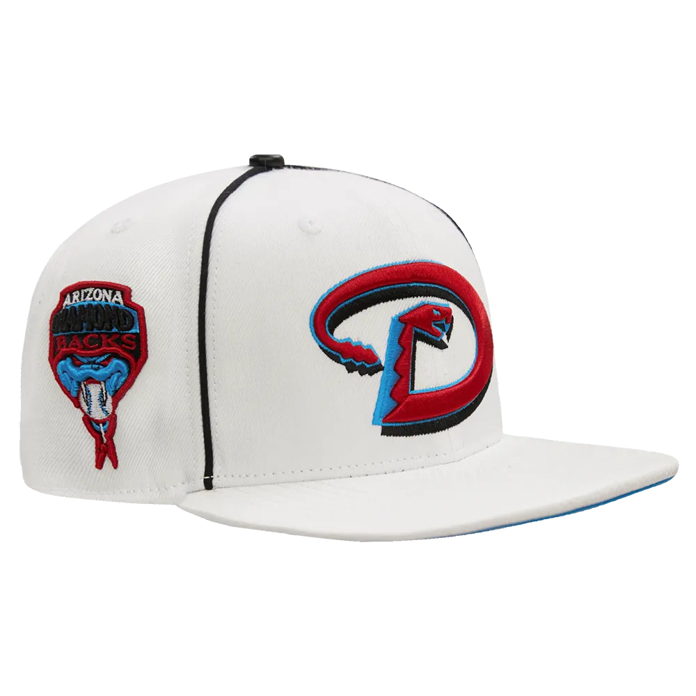 MLB ARIZONA DIAMONDBACKS 2 TONE LEATHER BRIM UNISEX SNAPBACK HAT (WHITE / UNIVERSITY BLUE)