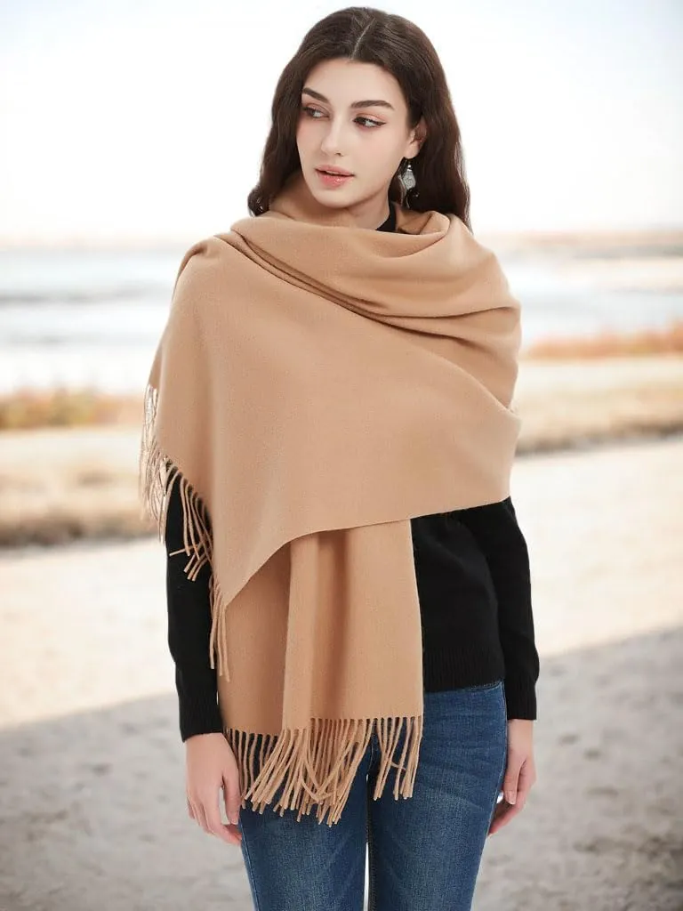 Novawo Wool Shawl Large Thick Pashmina Travel Blanket Scarf Winter Wraps for Women