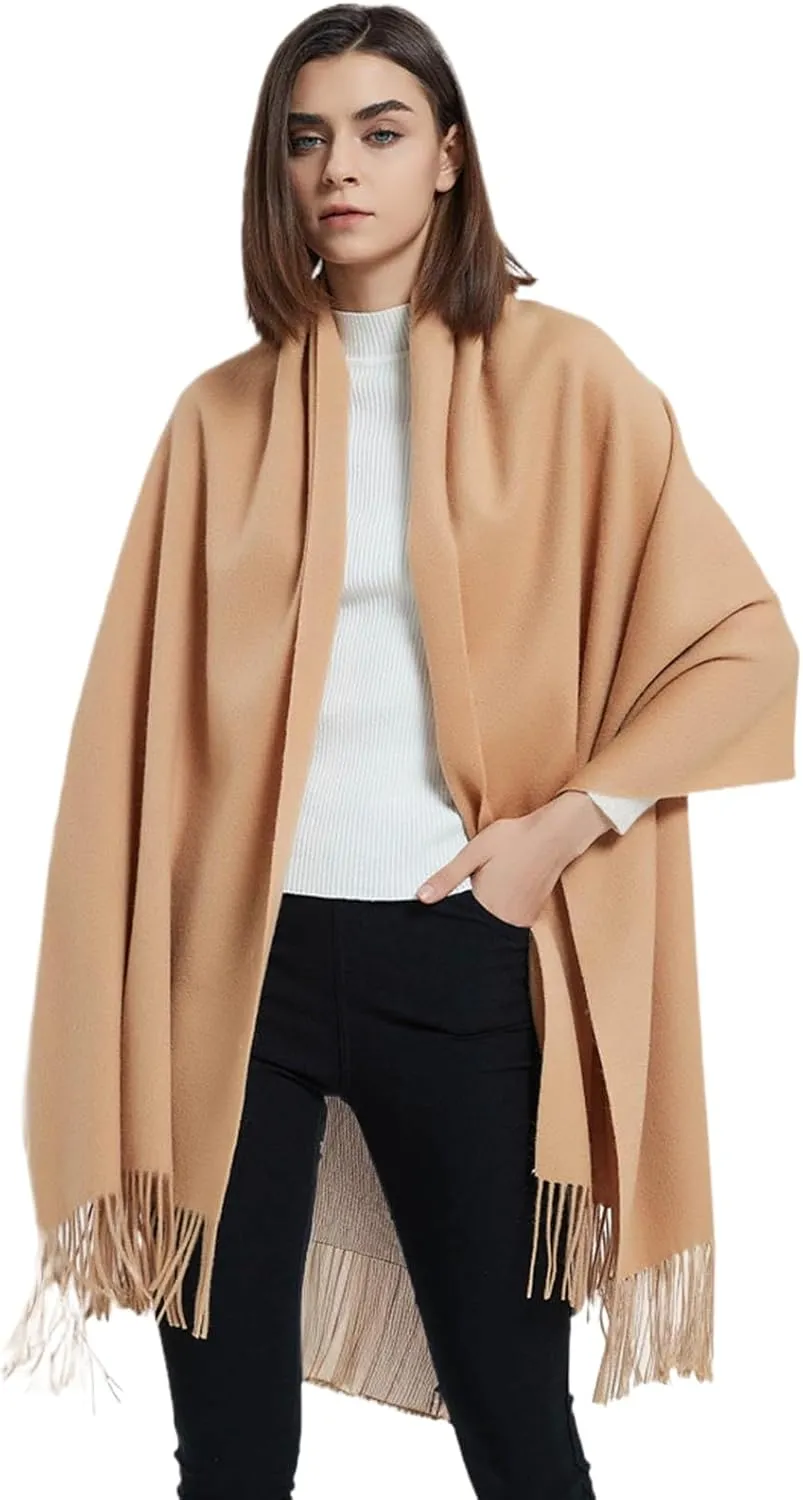 Novawo Wool Shawl Large Thick Pashmina Travel Blanket Scarf Winter Wraps for Women