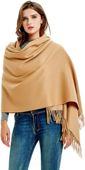 Novawo Wool Shawl Large Thick Pashmina Travel Blanket Scarf Winter Wraps for Women