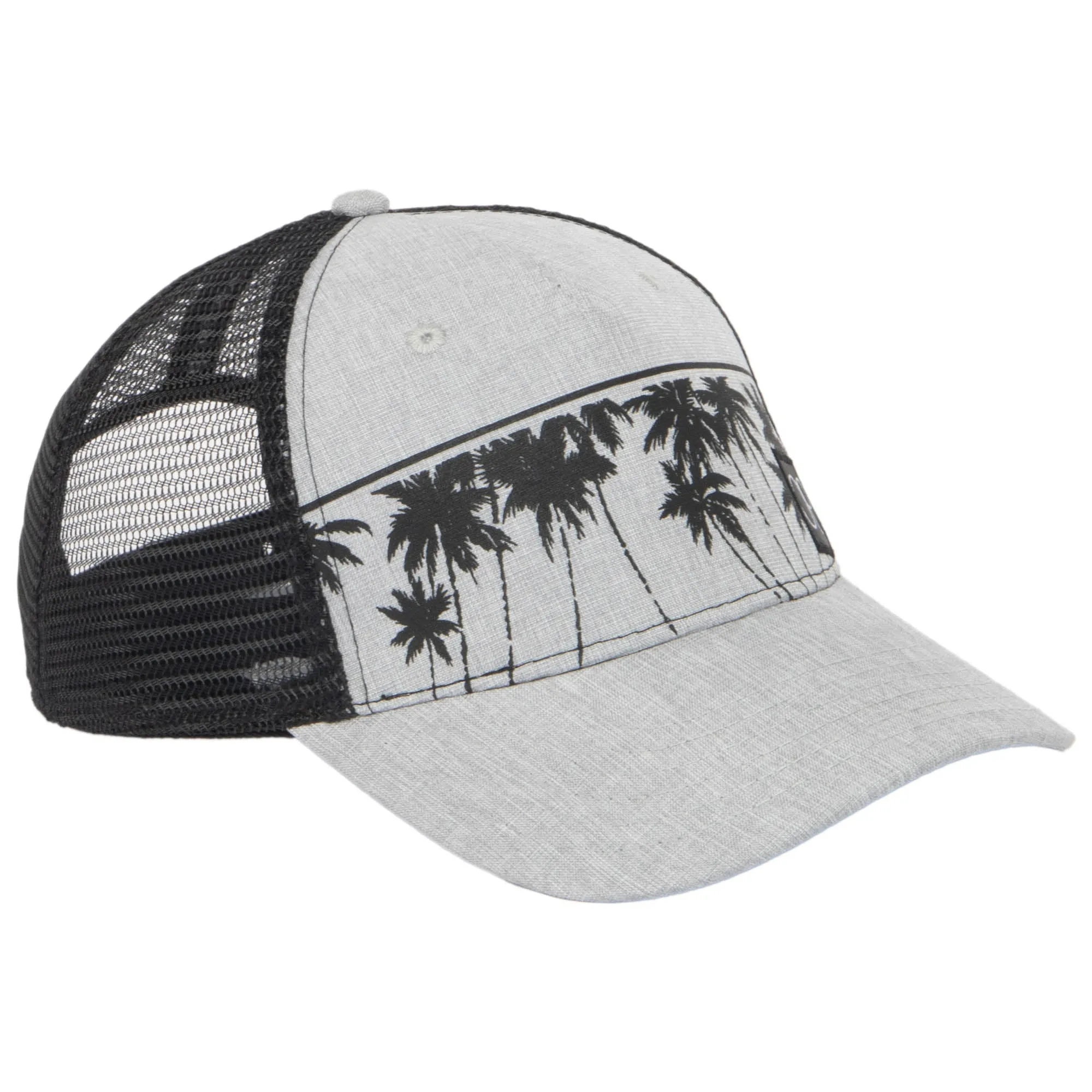 Ocean Pacific - 5 Panel Trucker Hat with Grey Palm Leaf Print