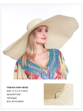 Oversized Wide Brim Hat-Beige