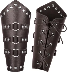 Patelai 1 Pair Faux Leather Arm Guards Arm Bracers Leather Gauntlet Medieval Viking Cosplay Accessories for Men Women