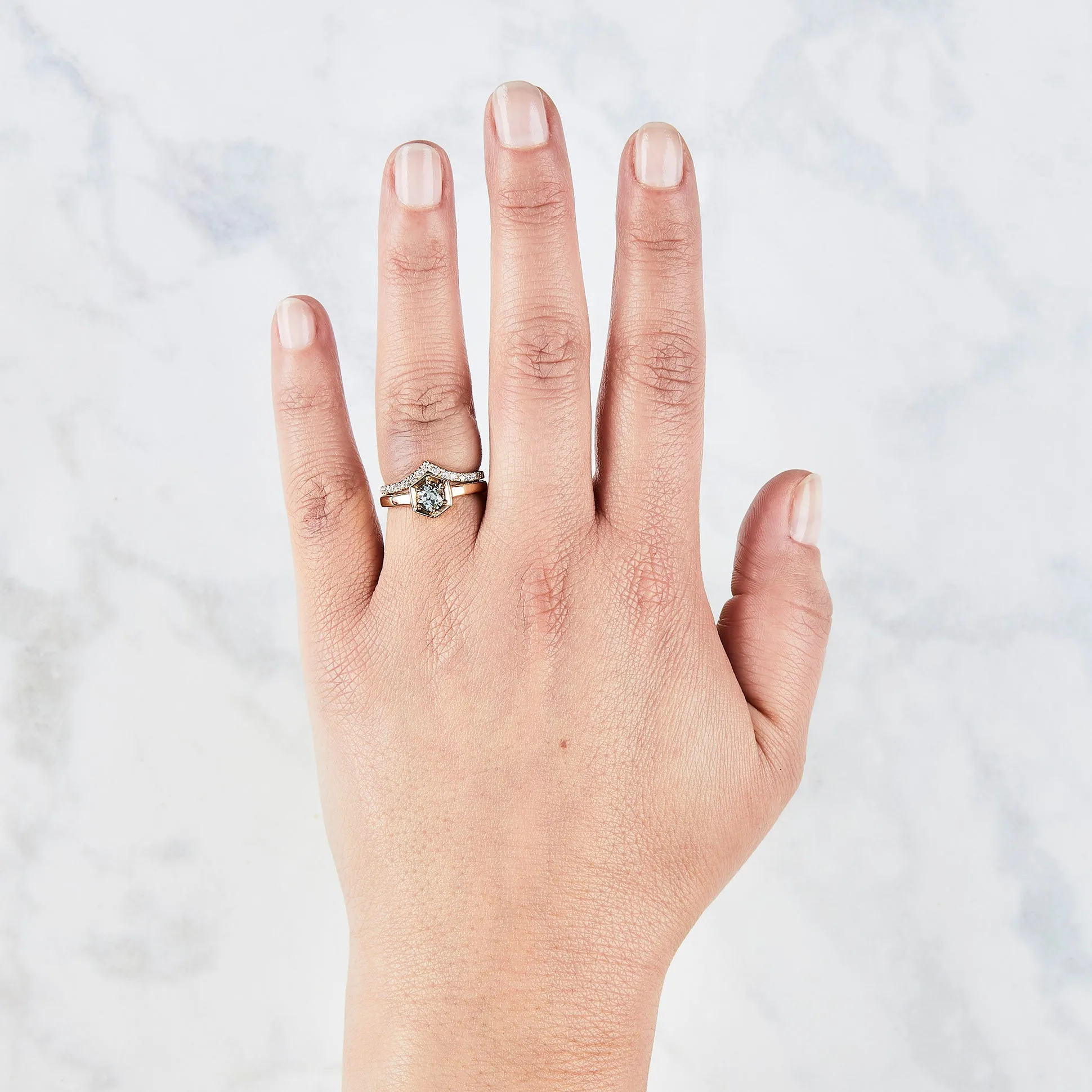 Royale White Diamond Prong Peaked Band