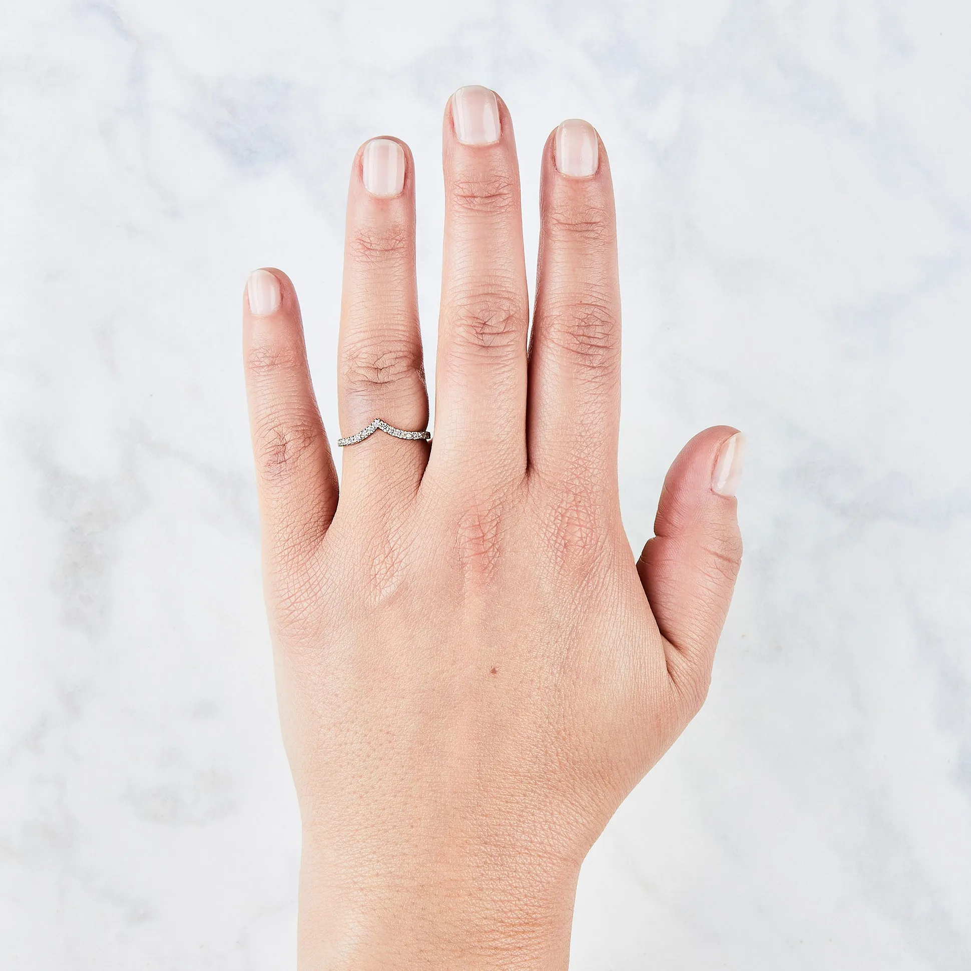 Royale White Diamond Prong Peaked Band