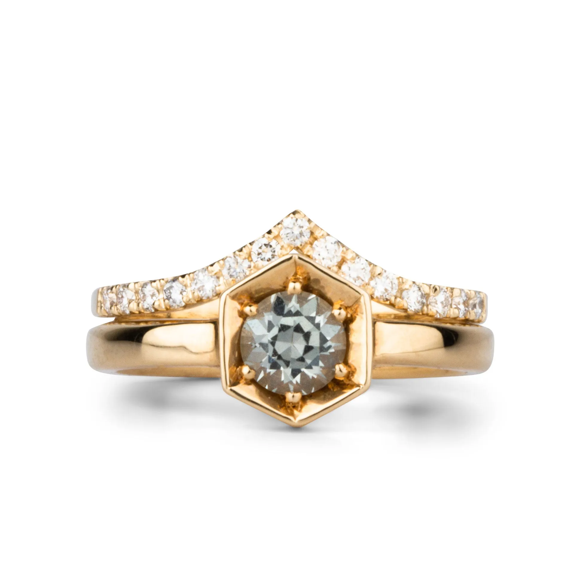 Royale White Diamond Prong Peaked Band