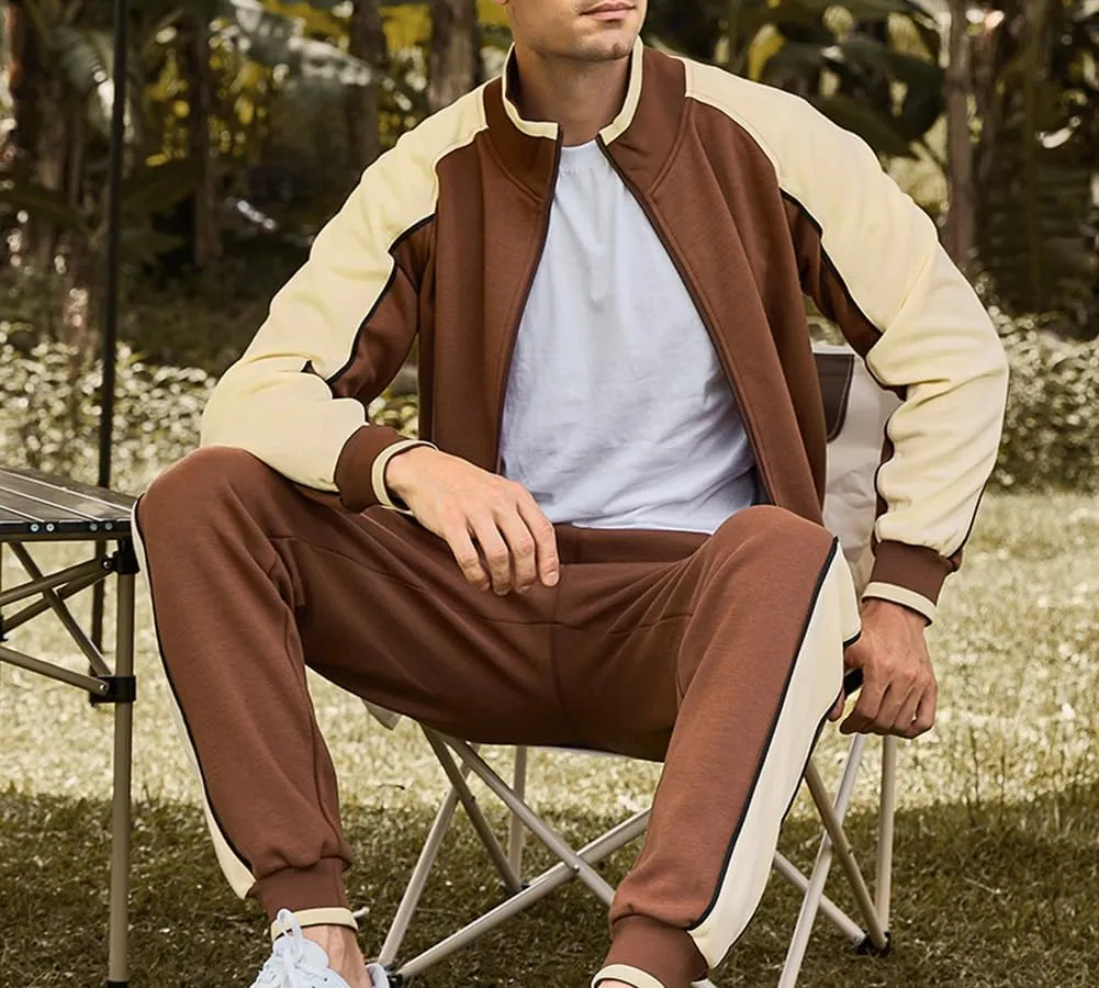 Tebreux Men's Tracksuits 2 Piece Outfit Jogging Suits Set Casual Long Sleeve Sports Sweatsuits