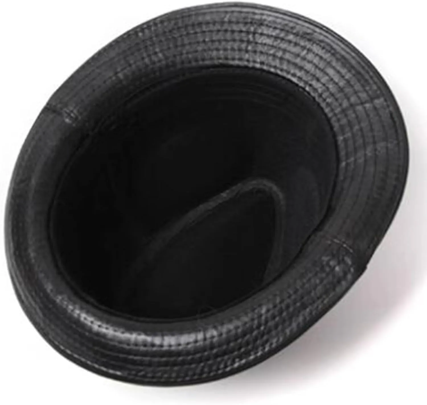 Vintage Trilby Hat Mens Leather Fedora Hats Jazz Cap Derby Party Hat