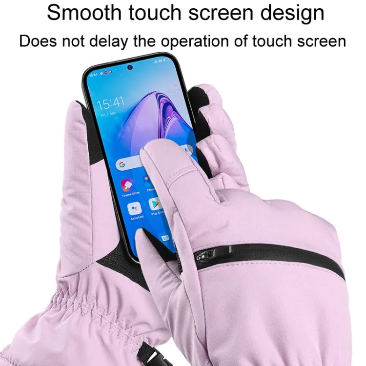 Winter Padded Ski Finger Gloves Outdoor Windproof Warm Sports Gloves, Size: M(Pink)