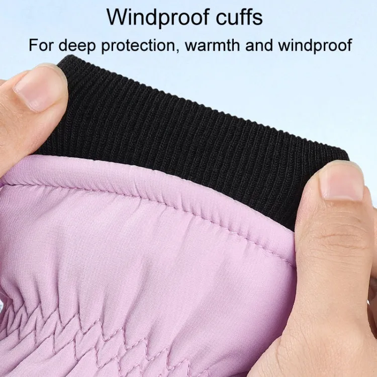Winter Padded Ski Finger Gloves Outdoor Windproof Warm Sports Gloves, Size: M(Pink)