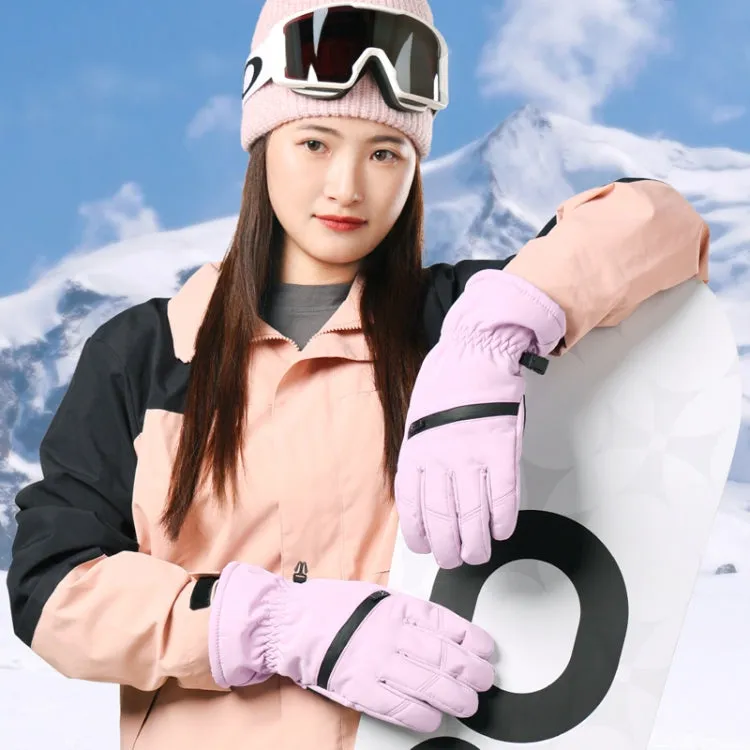 Winter Padded Ski Finger Gloves Outdoor Windproof Warm Sports Gloves, Size: M(Pink)