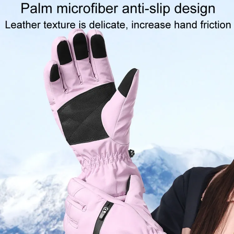 Winter Padded Ski Finger Gloves Outdoor Windproof Warm Sports Gloves, Size: M(Pink)