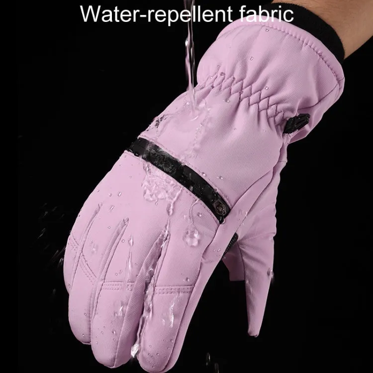Winter Padded Ski Finger Gloves Outdoor Windproof Warm Sports Gloves, Size: M(Pink)