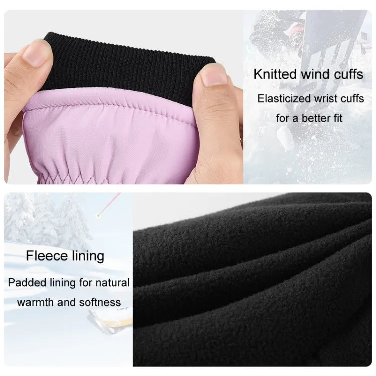 Winter Padded Ski Gloves Outdoor Windproof Warm Sports Gloves, Size: M(Light Purple)