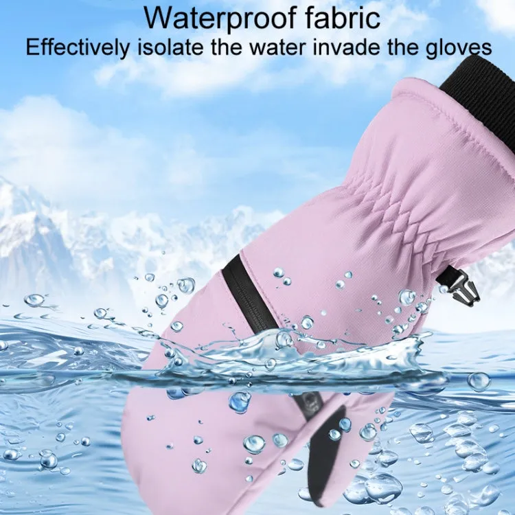 Winter Padded Ski Gloves Outdoor Windproof Warm Sports Gloves, Size: M(Light Purple)