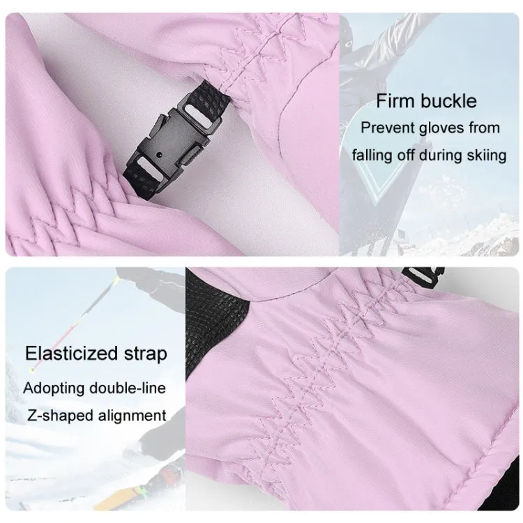 Winter Padded Ski Gloves Outdoor Windproof Warm Sports Gloves, Size: M(Light Purple)