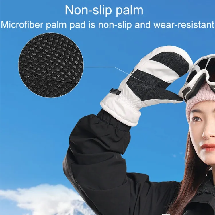 Winter Padded Ski Gloves Outdoor Windproof Warm Sports Gloves, Size: M(Light Purple)