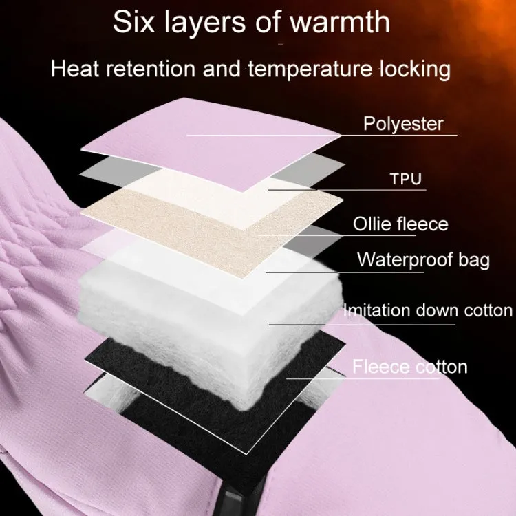 Winter Padded Ski Gloves Outdoor Windproof Warm Sports Gloves, Size: M(Light Purple)