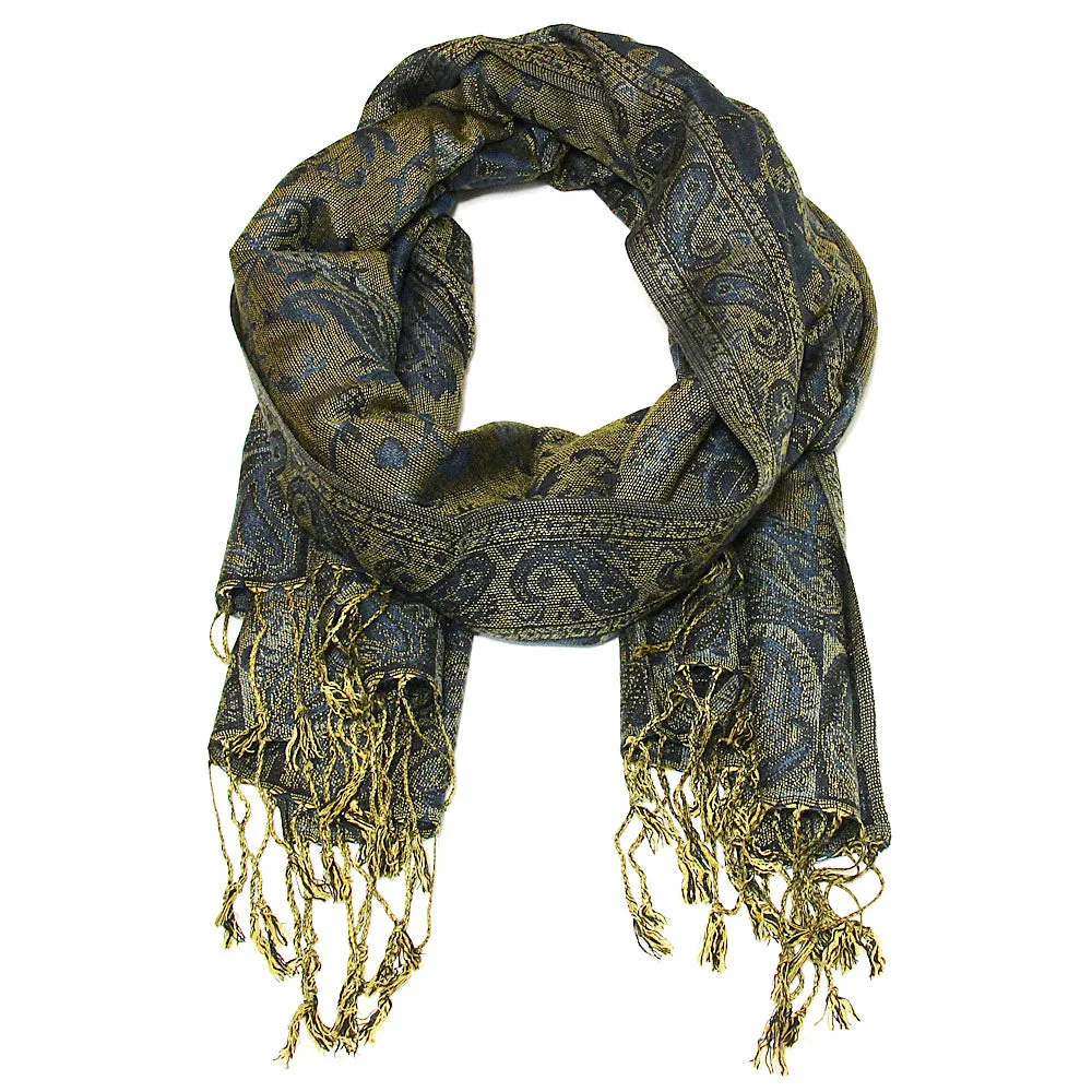 Women's Paisley Pashmina Scarf - Navy