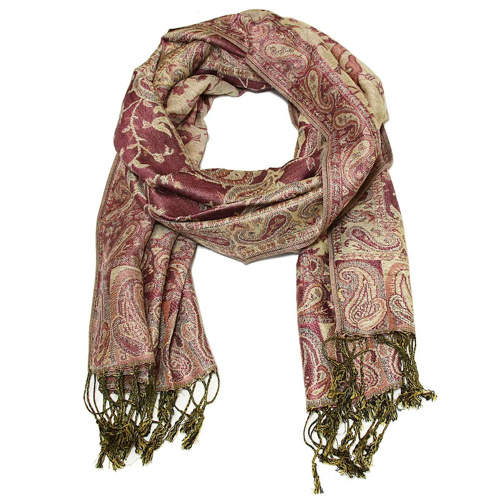 Women's Paisley Pashmina Scarf - Pink