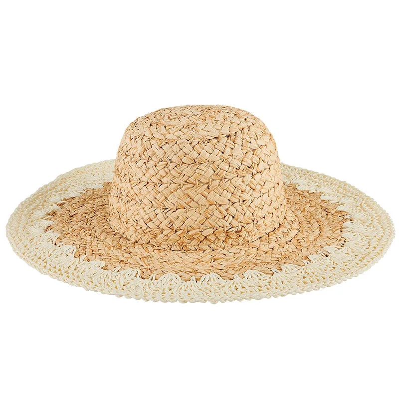 Women's paper straw hat with crochet brim (PBL3203)
