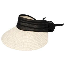 Women's Paperbraid Visor With Chiffon Bow (PBV020)