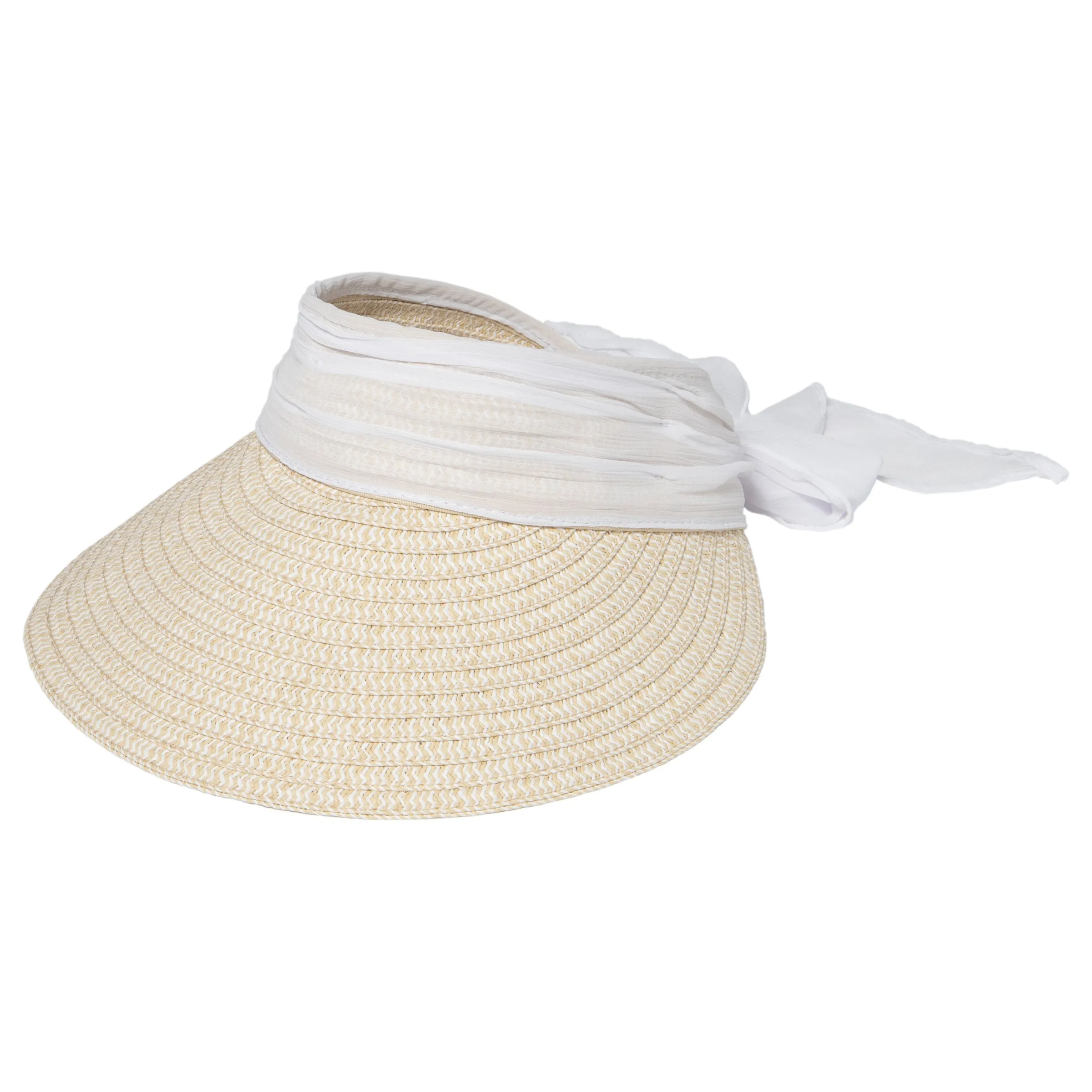 Women's Paperbraid Visor With Chiffon Bow (PBV020)