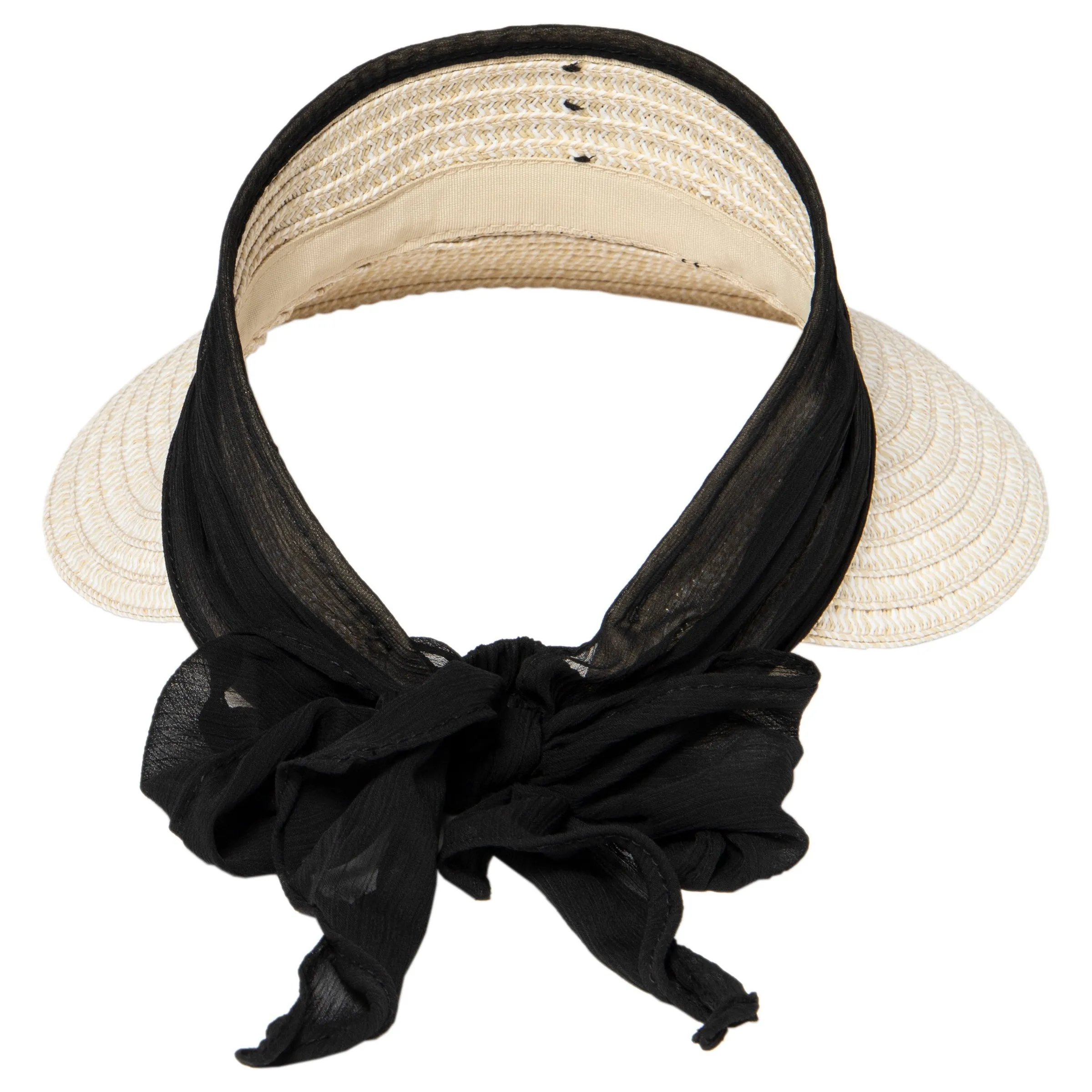 Women's Paperbraid Visor With Chiffon Bow (PBV020)