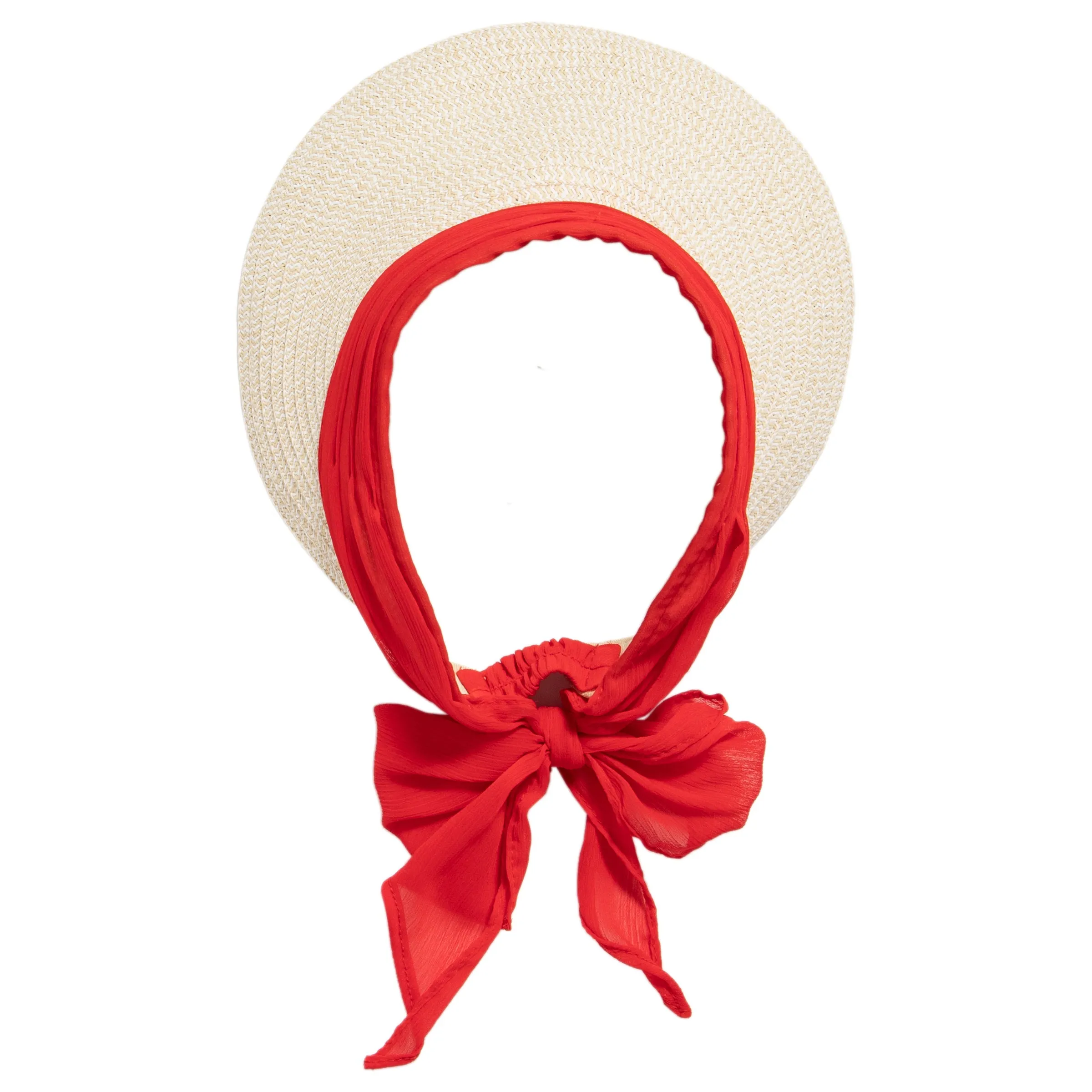 Women's Paperbraid Visor With Chiffon Bow (PBV020)