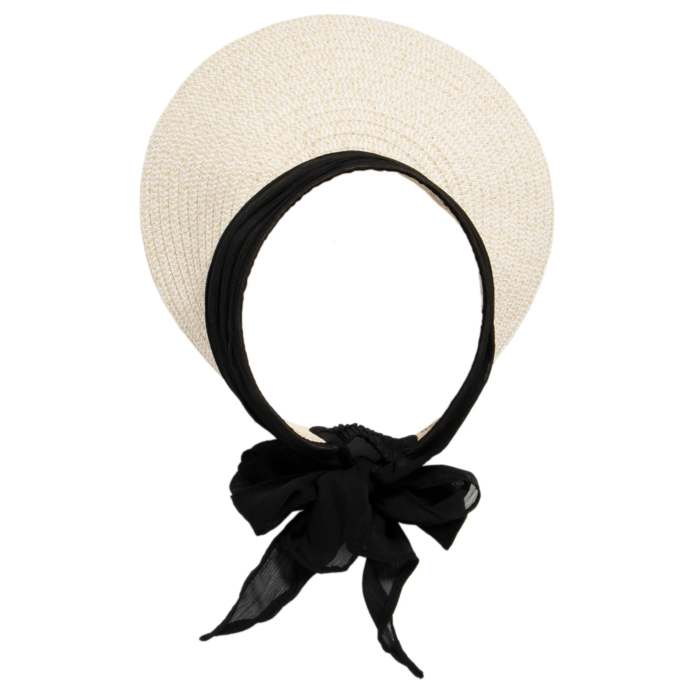 Women's Paperbraid Visor With Chiffon Bow (PBV020)