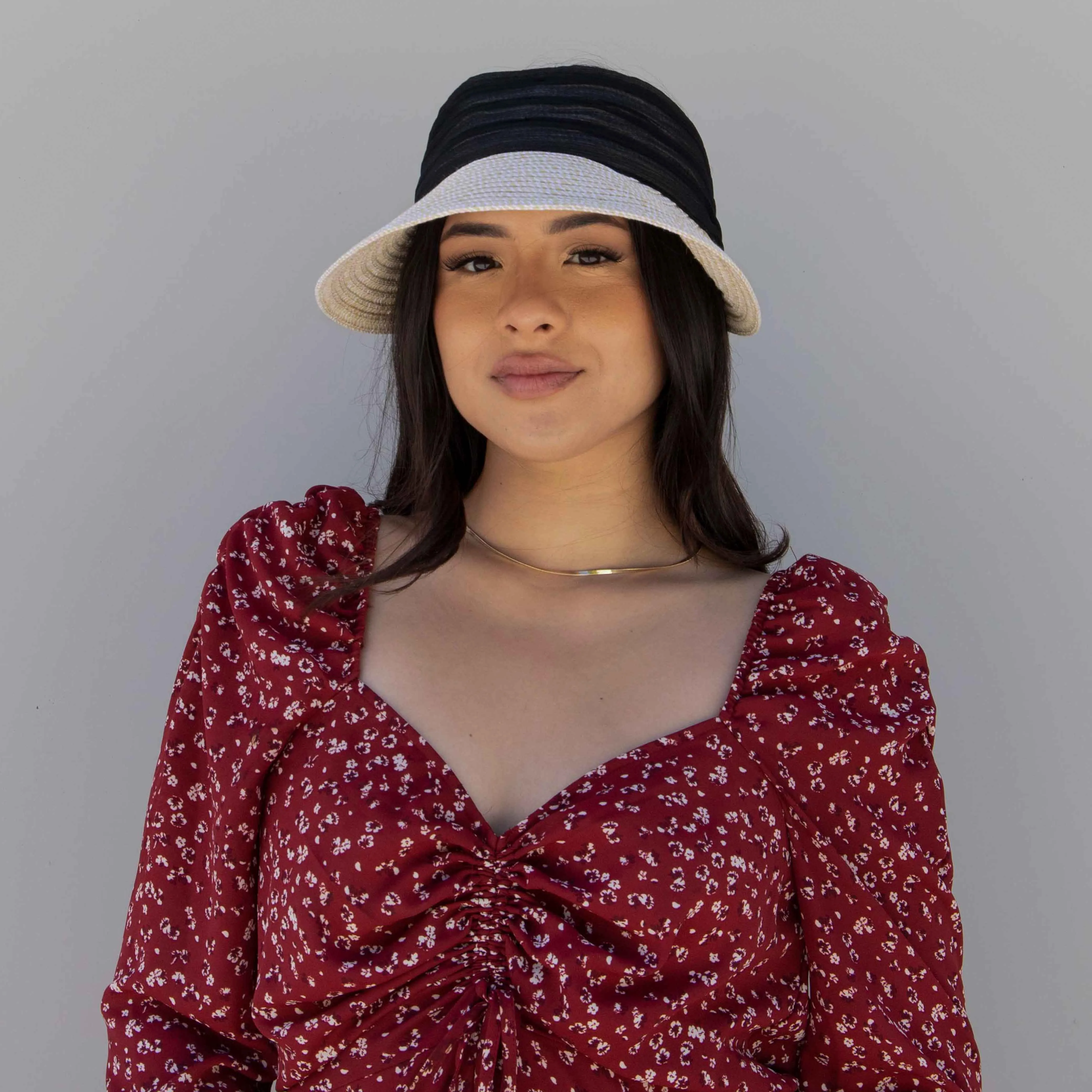 Women's Paperbraid Visor With Chiffon Bow (PBV020)