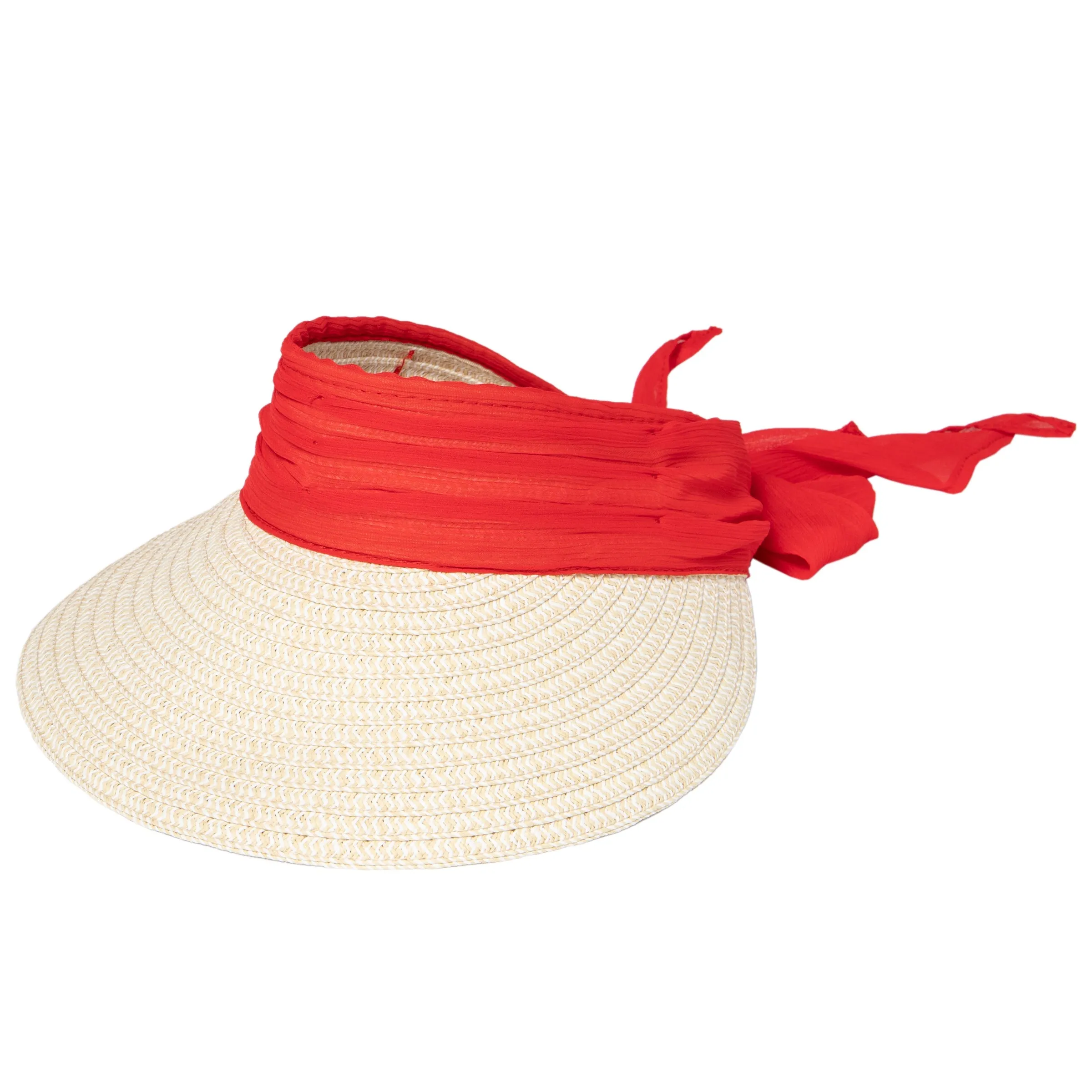 Women's Paperbraid Visor With Chiffon Bow (PBV020)