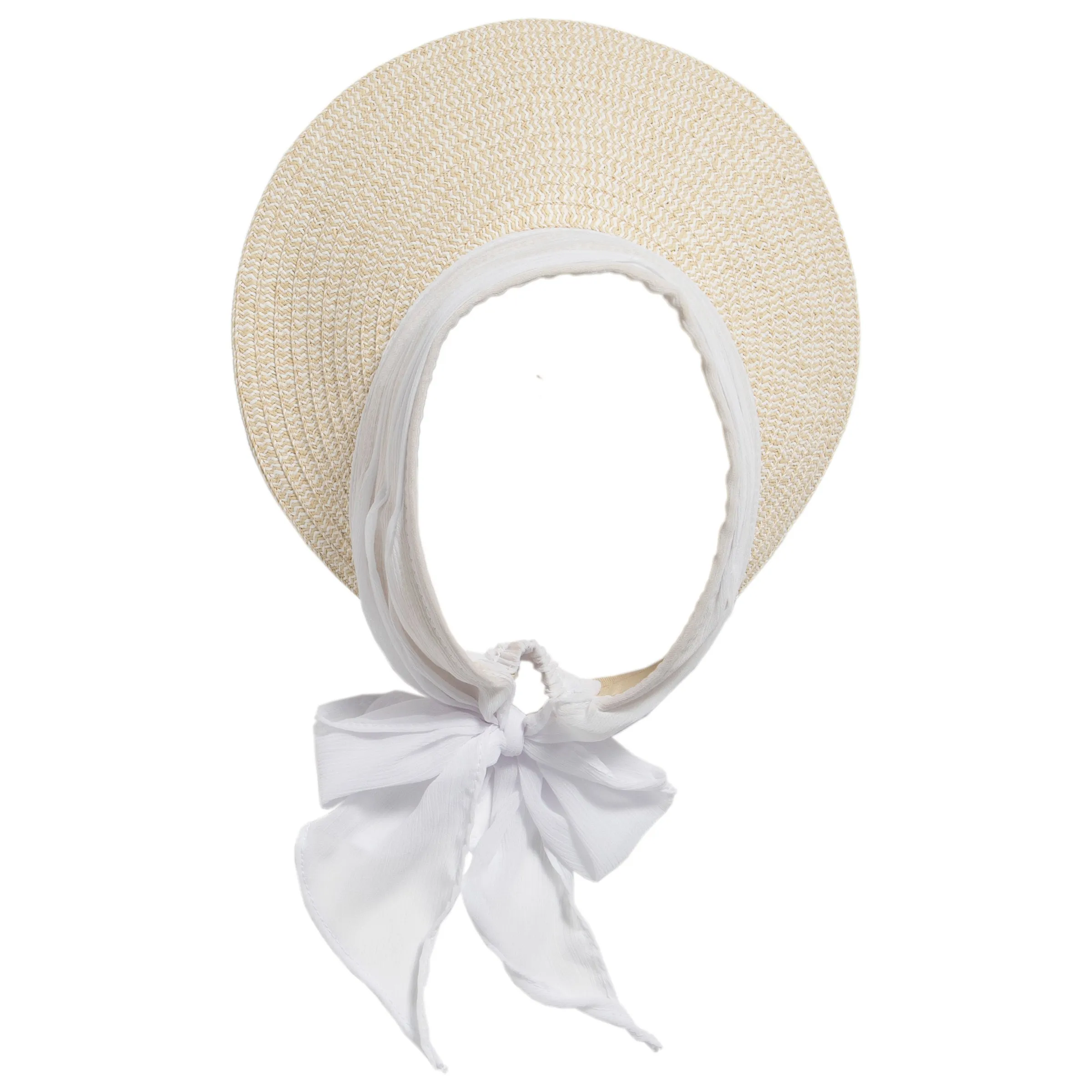 Women's Paperbraid Visor With Chiffon Bow (PBV020)