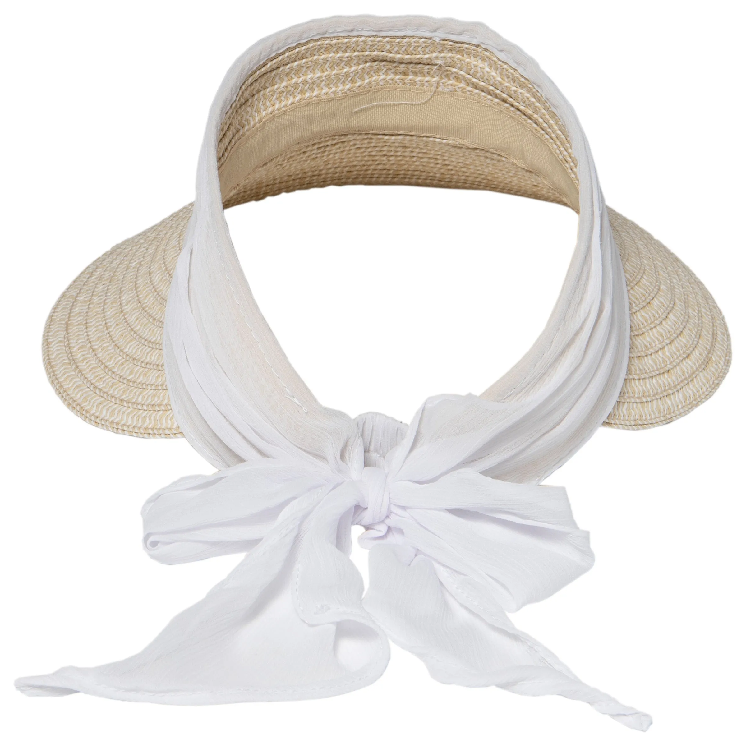 Women's Paperbraid Visor With Chiffon Bow (PBV020)